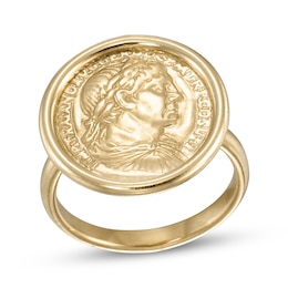 Coin Ring 24K Yellow Gold Vermeil Sterling Silver