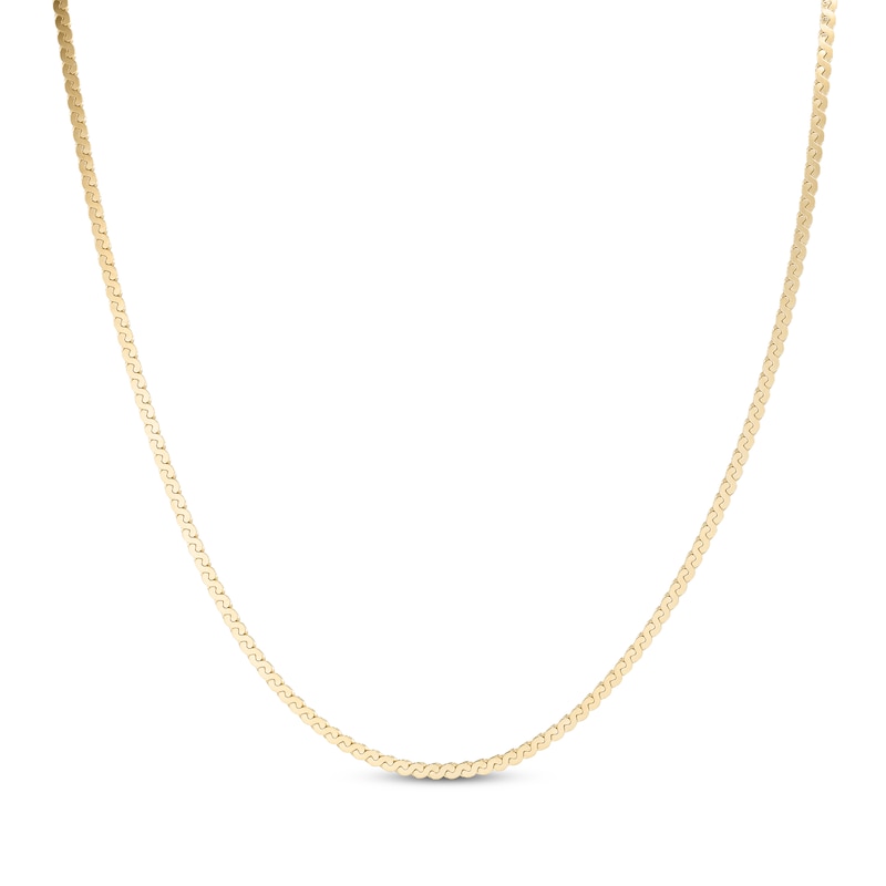 Main Image 1 of 2.2mm Serpentine Chain Necklace 24K Yellow Gold Vermeil Solid Sterling Silver 18"