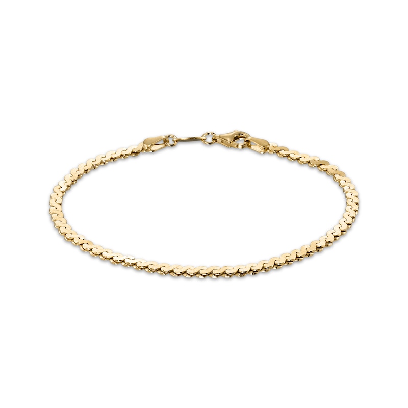 Main Image 1 of 3mm Serpentine Chain Bracelet 24K Yellow Gold Vermeil Solid Sterling Silver 7.5"