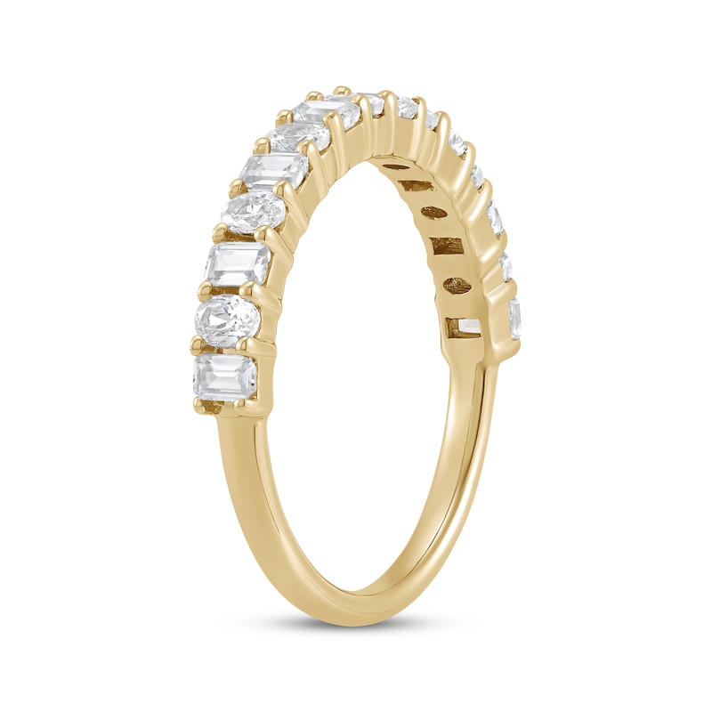 Main Image 2 of Adore Oval & Emerald-Cut Diamond Ring 1 ct tw 14K Yellow Gold