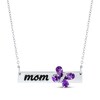 Thumbnail Image 1 of Pear-Shaped Amethyst & Diamond Accent "Mom" Butterfly Necklace Sterling Silver 19.25"