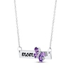 Thumbnail Image 2 of Pear-Shaped Amethyst & Diamond Accent "Mom" Butterfly Necklace Sterling Silver 19.25"
