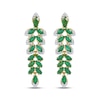 Thumbnail Image 2 of Marquise-Cut Natural Emerald & Diamond Leaf Cascade Earrings 1/4 ct tw 14K Yellow Gold