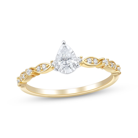 Adore Pear-Shaped Diamond Engagement Ring 1/3 ct tw 10K Two-Tone Gold