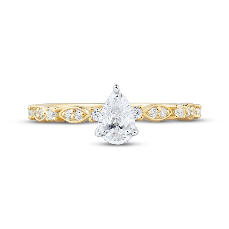 Main Image 3 of Adore Pear-Shaped Diamond Engagement Ring 1/3 ct tw 10K Two-Tone Gold