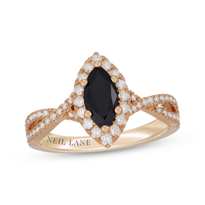 Main Image 1 of Neil Lane Marquise-Cut Black Diamond & White Diamond Engagement Ring 1-1/5 ct tw 14K Yellow Gold