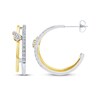 Thumbnail Image 3 of KAY Lab-Grown Diamonds Double Row J-Hoop Earrings 1/2 ct tw Sterling Silver & 10K Yellow Gold